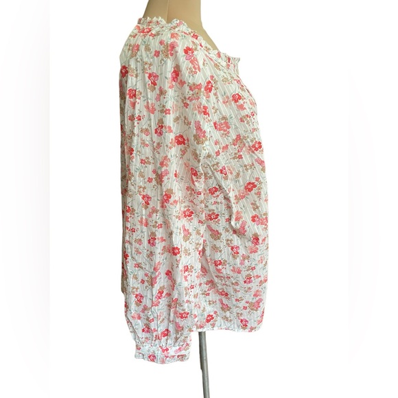 Talbots Plus Petite 100% Cotton Pink Creme Flower Button-Up Shirt Size 2xP NWT - Picture 5 of 6